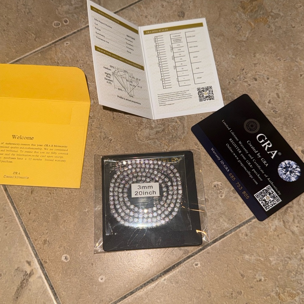 3mm 20 Inch moissanite tennis chain